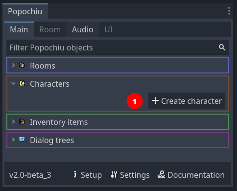 Create Character button