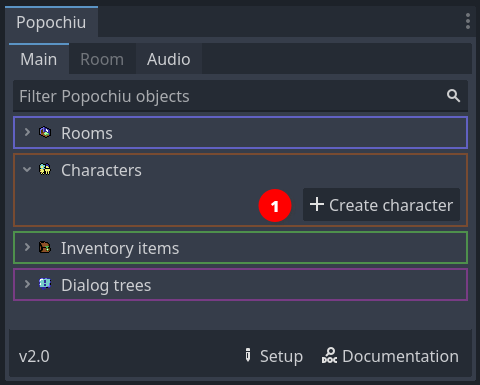 Create Character button