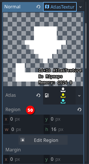 The atlas setting for a button